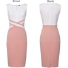 image:imageVFSHOW Womens Front Zipper Work Office Business Casual Church Sheath Dress  Crew Neck Sleeveless Classy Color block Fitted Crisscross Waist Flattering Pencil Dress Cocktail PartyOffwhitepeach Pink
