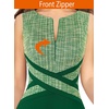 image:imageVFSHOW Womens Front Zipper Work Office Business Casual Church Sheath Dress  Crew Neck Sleeveless Classy Color block Fitted Crisscross Waist Flattering Pencil Dress Cocktail PartyGreen Tweedgreen