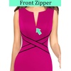 image:imageVFSHOW Womens Front Zipper Work Office Business Casual Church Sheath Dress  Crew Neck Sleeveless Classy Color block Fitted Crisscross Waist Flattering Pencil Dress Cocktail PartyHot Pink