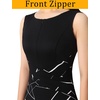 image:imageVFSHOW Womens Front Zipper Work Office Business Casual Church Sheath Dress  Crew Neck Sleeveless Classy Color block Fitted Crisscross Waist Flattering Pencil Dress Cocktail PartyBlack and White Geometric Print