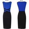 image:imageVFSHOW Womens Front Zipper Work Office Business Casual Church Sheath Dress  Crew Neck Sleeveless Classy Color block Fitted Crisscross Waist Flattering Pencil Dress Cocktail PartyBlue and Black
