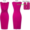 image:imageVFSHOW Womens Front Zipper Work Office Business Casual Church Sheath Dress  Crew Neck Sleeveless Classy Color block Fitted Crisscross Waist Flattering Pencil Dress Cocktail PartyHot Pink