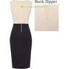 image:imageVFSHOW Womens Front Zipper Work Office Business Casual Church Sheath Dress  Crew Neck Sleeveless Classy Color block Fitted Crisscross Waist Flattering Pencil Dress Cocktail PartyBeigeblack