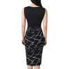 image:imageVFSHOW Womens Front Zipper Work Office Business Casual Church Sheath Dress  Crew Neck Sleeveless Classy Color block Fitted Crisscross Waist Flattering Pencil Dress Cocktail PartyBlack and White Geometric Print