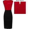 image:imageVFSHOW Womens Front Zipper Work Office Business Casual Church Sheath Dress  Crew Neck Sleeveless Classy Color block Fitted Crisscross Waist Flattering Pencil Dress Cocktail PartyRed and Black