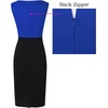 image:imageVFSHOW Womens Front Zipper Work Office Business Casual Church Sheath Dress  Crew Neck Sleeveless Classy Color block Fitted Crisscross Waist Flattering Pencil Dress Cocktail PartyBlue and Black