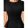image:imageVFSHOW Womens Peplum Work Business Office Slim Bodycon Sheath Pencil Dress  Short Sleeve Pleated Crew Neck Summer Church DressesBlackpolyester