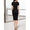 image:imageVFSHOW Womens Peplum Work Business Office Slim Bodycon Sheath Pencil Dress  Short Sleeve Pleated Crew Neck Summer Church DressesBlackpolyester