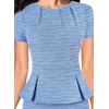 image:imageVFSHOW Womens Peplum Work Business Office Slim Bodycon Sheath Pencil Dress  Short Sleeve Pleated Crew Neck Summer Church DressesBlue Tweed