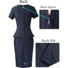 image:imageVFSHOW Womens Peplum Work Business Office Slim Bodycon Sheath Pencil Dress  Short Sleeve Pleated Crew Neck Summer Church DressesBlue and White Striped