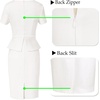 image:imageVFSHOW Womens Peplum Work Business Office Slim Bodycon Sheath Pencil Dress  Short Sleeve Pleated Crew Neck Summer Church DressesOffwhite