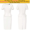 image:imageVFSHOW Womens Peplum Work Business Office Slim Bodycon Sheath Pencil Dress  Short Sleeve Pleated Crew Neck Summer Church DressesOffwhite