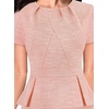 image:imageVFSHOW Womens Peplum Work Business Office Slim Bodycon Sheath Pencil Dress  Short Sleeve Pleated Crew Neck Summer Church DressesPink Tweed