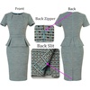 image:imageVFSHOW Womens Peplum Work Business Office Slim Bodycon Sheath Pencil Dress  Short Sleeve Pleated Crew Neck Summer Church DressesTeal Green Plaid Tweed
