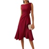 image:imageVFSHOW Womens Asymmetric Ruffle Ruched Cocktail Sleeveless Elegant Boat Neck Wedding Guest Business Formal A Line Midi DressDark Red