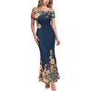 Dark Blue and Multi Floral Print