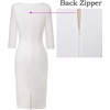 image:imageVFSHOW Womens Work Business Office Zipper Up Slim Bodycon Sheath Dress  34 Sleeve Crew Neck Front Zipper Crisscross Waist Church Spring Fall Pencil DressOffwhite