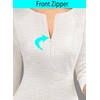 image:imageVFSHOW Womens Work Business Office Zipper Up Slim Bodycon Sheath Dress  34 Sleeve Crew Neck Front Zipper Crisscross Waist Church Spring Fall Pencil DressOffwhite Tweed