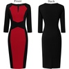 image:imageVFSHOW Womens Work Business Office Zipper Up Slim Bodycon Sheath Dress  34 Sleeve Crew Neck Front Zipper Crisscross Waist Church Spring Fall Pencil DressBlack and Red