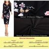 image:imageVFSHOW Womens Work Business Office Zipper Up Slim Bodycon Sheath Dress  34 Sleeve Crew Neck Front Zipper Crisscross Waist Church Spring Fall Pencil DressBlack Multi Floral Print