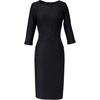 image:imageVFSHOW Womens Work Business Office Zipper Up Slim Bodycon Sheath Dress  34 Sleeve Crew Neck Front Zipper Crisscross Waist Church Spring Fall Pencil DressBlack and White Striped