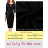image:imageVFSHOW Womens Work Business Office Zipper Up Slim Bodycon Sheath Dress  34 Sleeve Crew Neck Front Zipper Crisscross Waist Church Spring Fall Pencil DressBlack
