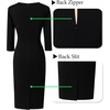 image:imageVFSHOW Womens Work Business Office Zipper Up Slim Bodycon Sheath Dress  34 Sleeve Crew Neck Front Zipper Crisscross Waist Church Spring Fall Pencil DressBlack and Red