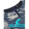 image:imageVFSHOW Womens Work Business Office Zipper Up Slim Bodycon Sheath Dress  34 Sleeve Crew Neck Front Zipper Crisscross Waist Church Spring Fall Pencil DressBlue Demin Floral