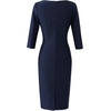 image:imageVFSHOW Womens Work Business Office Zipper Up Slim Bodycon Sheath Dress  34 Sleeve Crew Neck Front Zipper Crisscross Waist Church Spring Fall Pencil DressNavy Blue and White Striped