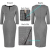 image:imageVFSHOW Womens Work Business Office Zipper Up Slim Bodycon Sheath Dress  34 Sleeve Crew Neck Front Zipper Crisscross Waist Church Spring Fall Pencil DressHoundstooth Print