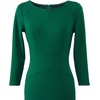 image:imageVFSHOW Womens Work Business Office Zipper Up Slim Bodycon Sheath Dress  34 Sleeve Crew Neck Front Zipper Crisscross Waist Church Spring Fall Pencil DressGreen