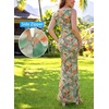 image:imageVFSHOW Womens Boat Neck Cocktail Wedding Guest Bodycon Evening Long Dress  Elegant Mermaid Dress Fitted Maxi Dress Formal Dresses Bridal Dinner Garden PartyGreen and Orange Floral Print