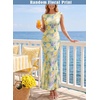 image:imageVFSHOW Womens Boat Neck Cocktail Wedding Guest Bodycon Evening Long Dress  Elegant Mermaid Dress Fitted Maxi Dress Formal Dresses Bridal Dinner Garden PartyYellow and Multi Floral Print