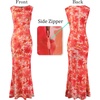 image:imageVFSHOW Womens Boat Neck Cocktail Wedding Guest Bodycon Evening Long Dress  Elegant Mermaid Dress Fitted Maxi Dress Formal Dresses Bridal Dinner Garden PartyOrange Floral Print