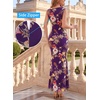 image:imageVFSHOW Womens Boat Neck Cocktail Wedding Guest Bodycon Evening Long Dress  Elegant Mermaid Dress Fitted Maxi Dress Formal Dresses Bridal Dinner Garden PartyPurple and Multi Floral Print