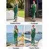 image:imageVFSHOW Womens Boat Neck Cocktail Wedding Guest Bodycon Evening Long Dress  Elegant Mermaid Dress Fitted Maxi Dress Formal Dresses Bridal Dinner Garden PartyGreen Floral Printc