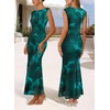 image:imageVFSHOW Womens Boat Neck Cocktail Wedding Guest Bodycon Evening Long Dress  Elegant Mermaid Dress Fitted Maxi Dress Formal Dresses Bridal Dinner Garden PartyGreen Floral Print