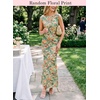image:imageVFSHOW Womens Boat Neck Cocktail Wedding Guest Bodycon Evening Long Dress  Elegant Mermaid Dress Fitted Maxi Dress Formal Dresses Bridal Dinner Garden PartyGreen and Orange Floral Print