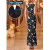 image:imageVFSHOW Womens Boat Neck Cocktail Wedding Guest Bodycon Evening Long Dress  Elegant Mermaid Dress Fitted Maxi Dress Formal Dresses Bridal Dinner Garden PartyBlack and White Floral Print
