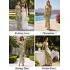 image:imageVFSHOW Womens Boat Neck Cocktail Wedding Guest Bodycon Evening Long Dress  Elegant Mermaid Dress Fitted Maxi Dress Formal Dresses Bridal Dinner Garden PartyGreen and Orange Floral Print
