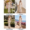 image:imageVFSHOW Womens Boat Neck Cocktail Wedding Guest Bodycon Evening Long Dress  Elegant Mermaid Dress Fitted Maxi Dress Formal Dresses Bridal Dinner Garden PartyOffwhite and Multi Floral Print
