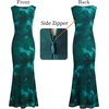image:imageVFSHOW Womens Boat Neck Cocktail Wedding Guest Bodycon Evening Long Dress  Elegant Mermaid Dress Fitted Maxi Dress Formal Dresses Bridal Dinner Garden PartyGreen Floral Print