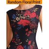 image:imageVFSHOW Womens Boat Neck Cocktail Wedding Guest Bodycon Evening Long Dress  Elegant Mermaid Dress Fitted Maxi Dress Formal Dresses Bridal Dinner Garden PartyBlack With Red Floral Print