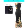 image:imageVFSHOW Womens Boat Neck Cocktail Wedding Guest Bodycon Evening Long Dress  Elegant Mermaid Dress Fitted Maxi Dress Formal Dresses Bridal Dinner Garden PartyBlack and Multi Floral Print