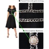 image:imageVFSHOW Womens Buttons Pockets Work Office Business Casual ALine Dresses  Short Sleeve Crew Neck Elegant Church Party Knee Length Slim Fit and Flare Skater Swing DressBlack