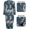image:imageVFSHOW Womens Cocktail Party Sexy Square Neck 34 Sleeve Dresses Evening Elegant Casual Wedding Guest Bodycon Pencil Sheath Dress Blue Cream Floral Print XSmall 12565 BLU XS