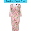 image:imageVFSHOW Womens Cocktail Party Sexy Square Neck 34 Sleeve Dresses Evening Elegant Casual Wedding Guest Bodycon Pencil Sheath Dress Pink Floral Print XLarge 12556 PIK XL