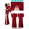 image:imageVFSHOW Womens Formal Prom Off Shoulder Ruffle Bell Sleeve Gala Maxi Dress  Sexy High Slit Wedding Guest Party Black Tie Ball Long Cocktail Evening GownRed Floral Lace Black Lining