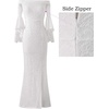 image:imageVFSHOW Womens Formal Prom Off Shoulder Ruffle Bell Sleeve Gala Maxi Dress  Sexy High Slit Wedding Guest Party Black Tie Ball Long Cocktail Evening GownOffwhite Lace