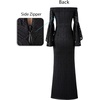 image:imageVFSHOW Womens Formal Prom Off Shoulder Ruffle Bell Sleeve Gala Maxi Dress  Sexy High Slit Wedding Guest Party Black Tie Ball Long Cocktail Evening GownBlack Floral Laced